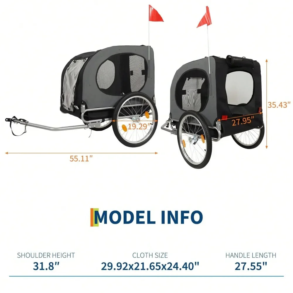 XMSJ Dog Bike Trailer With Quick Release Wheels For Pets