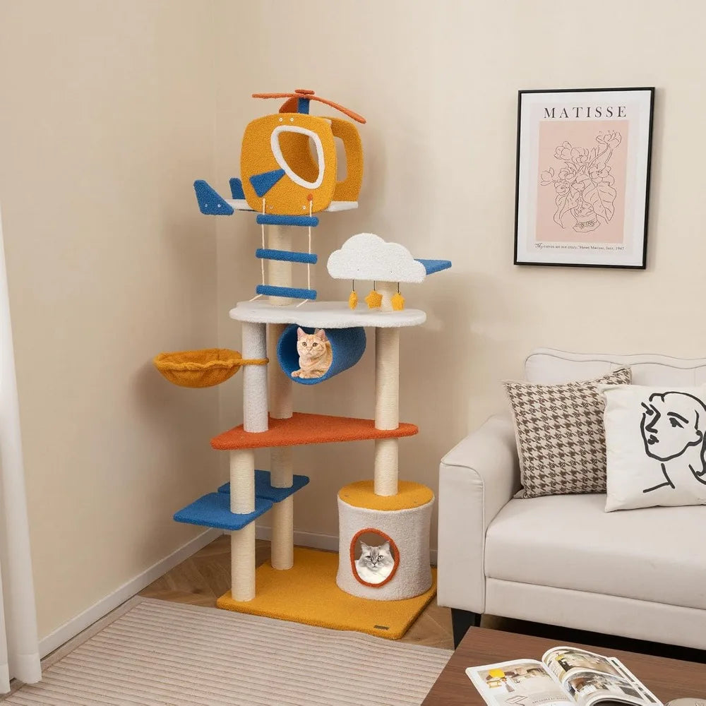 DAFIFY Aviation Themed Cat Tree Tower With Sisal Posts