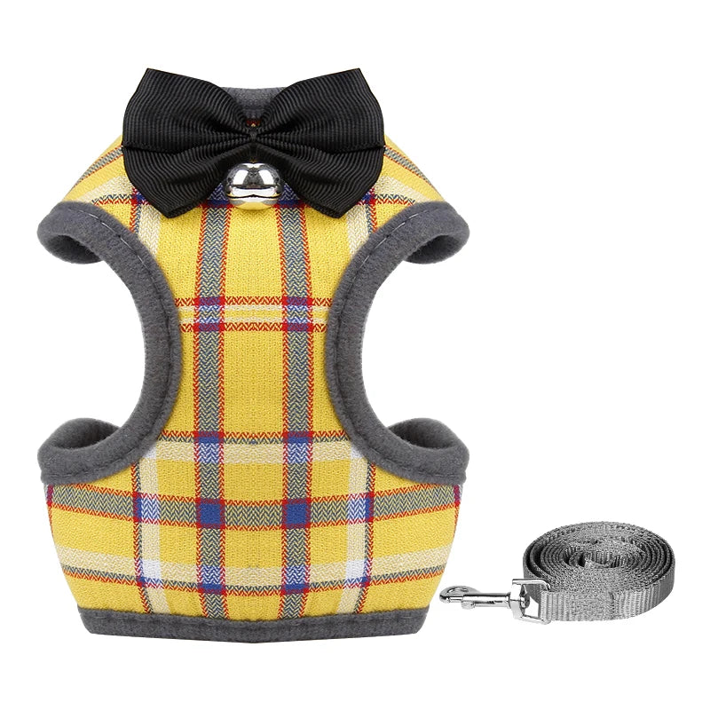 XLeiPet Gentleman Rabbit Cat Vest Harness With Bow Tie Leash