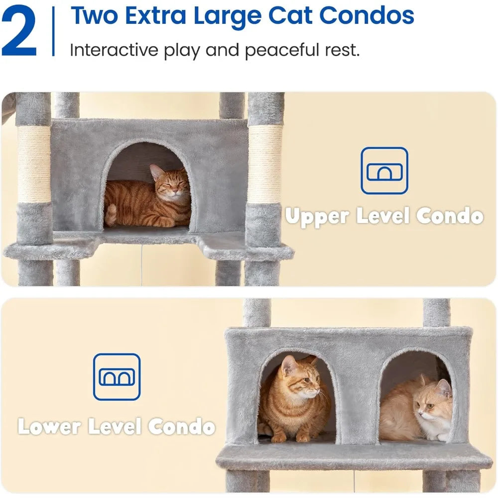 DAFIFY Extra Large Cat Tree With 2 Condos And Hammo