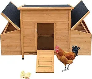 XMSJ Wooden Chicken Coop with Six Nesting Boxes Outdoor Henhouse