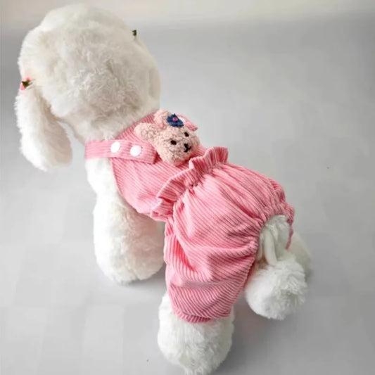 Cute Dog Jumpsuit With Straps Breathable Polyester For Pets