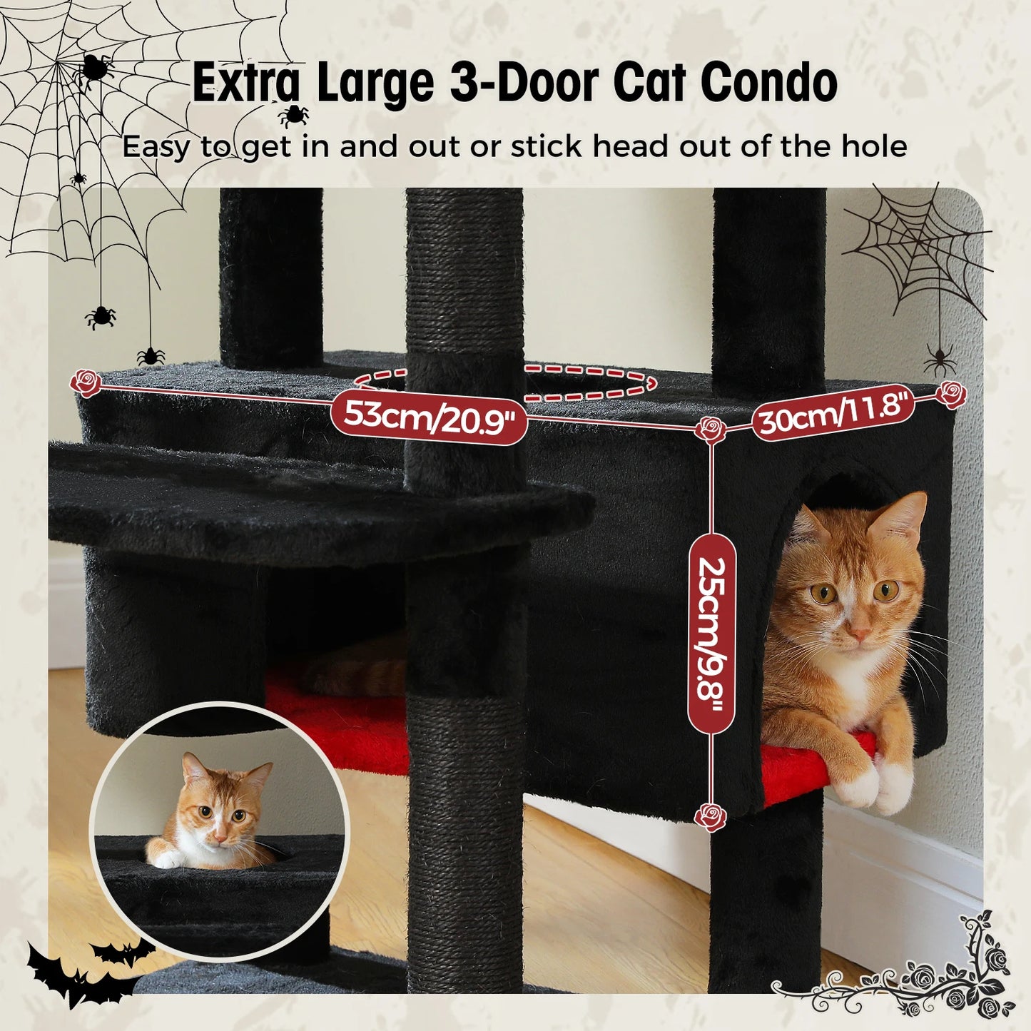 PEQULTI Multi Level Cat Tree Tower Scratching Posts Hammock Condo