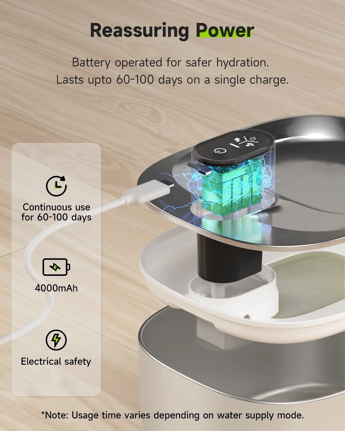 APD APETDOLA Wireless Cat Water Fountain Stainless Steel 4L