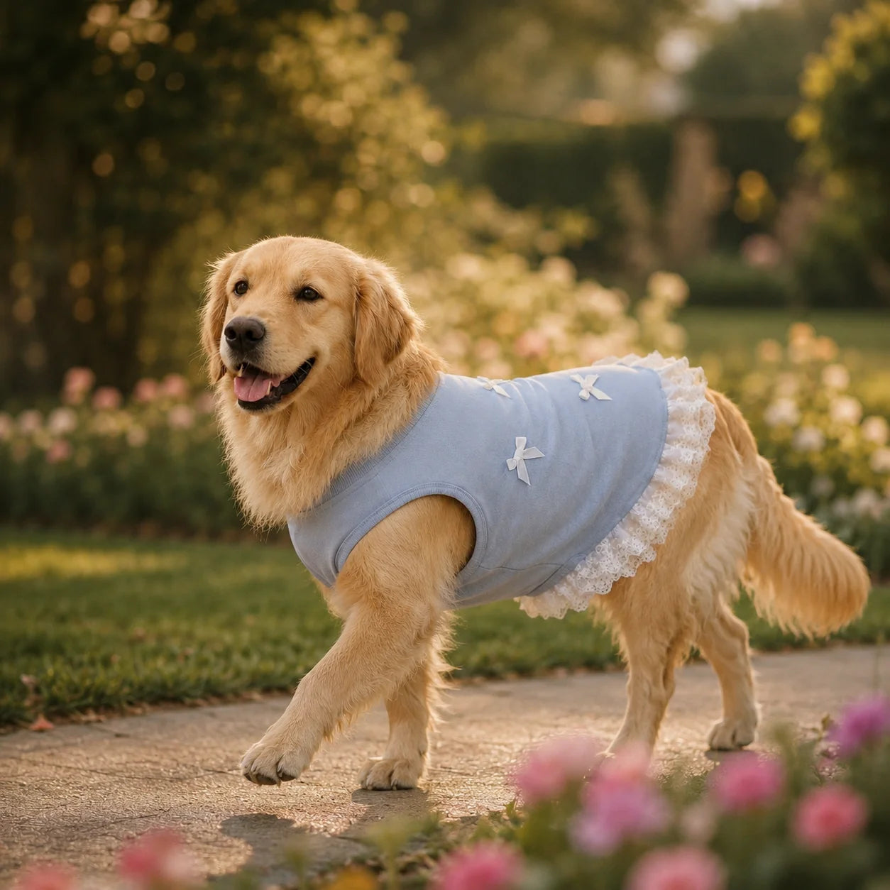 XMSJ Dog Vest Shirt With Lace Hem Bowknots Spring Summer Outfit