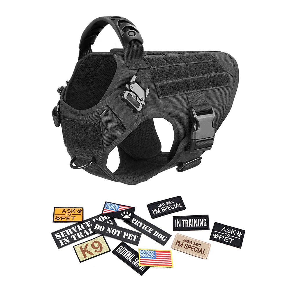 Petravel Military Dog Harness Vest Kit With Leash And Patches