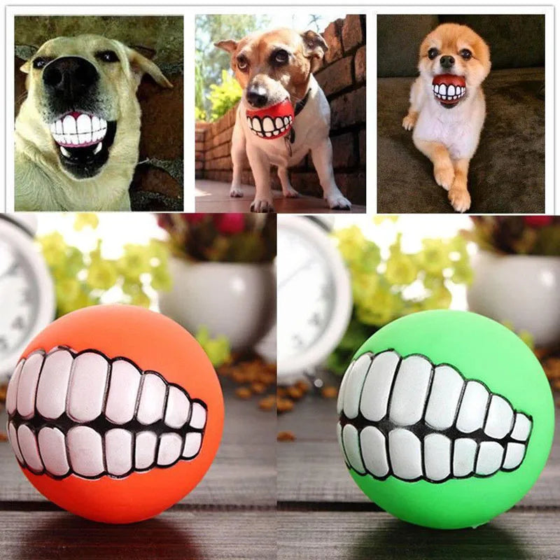 Rubber Squeaky Dog Toy Bite Resistant Chew Ball for Puppies