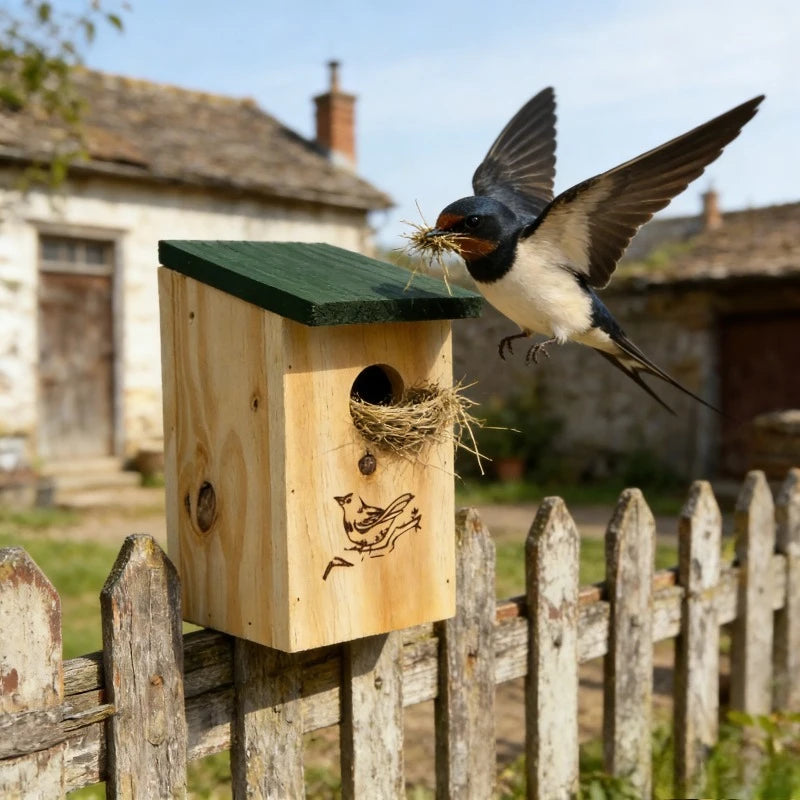 NONECN Natural Wooden Bird House Hanging Nest Shelter Wild Birds