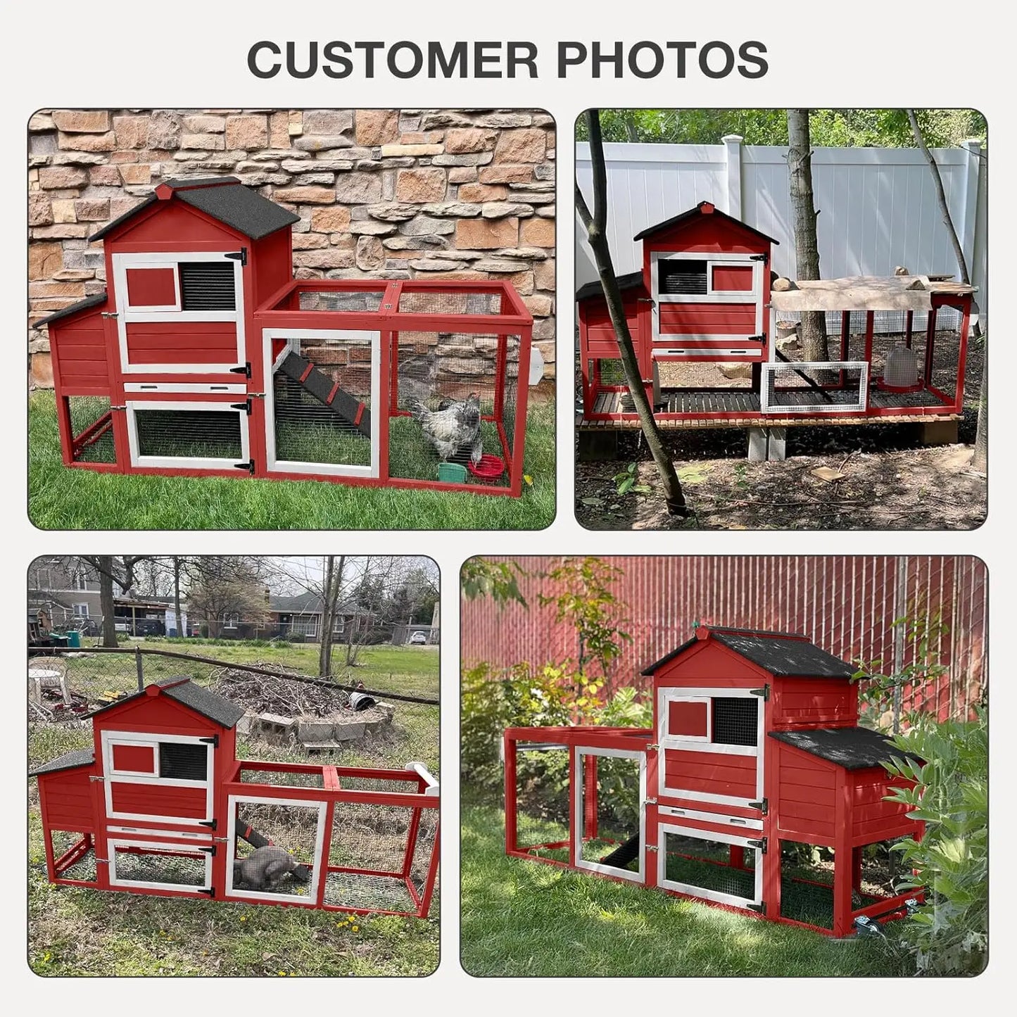 XMSJ Outdoor Chicken Coop With Wheels Nesting Box Leakproof Tray