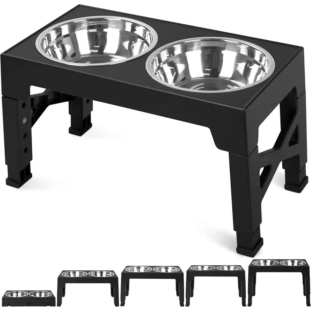 Elevated Dog Bowls With 2 Stainless Steel Bowls Adjustable Height