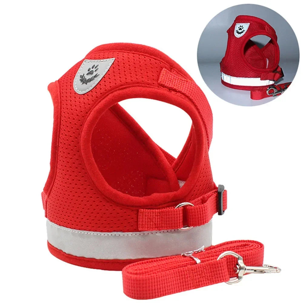 Cat Harness Leash Set Reflective Escape Proof Mesh Vest
