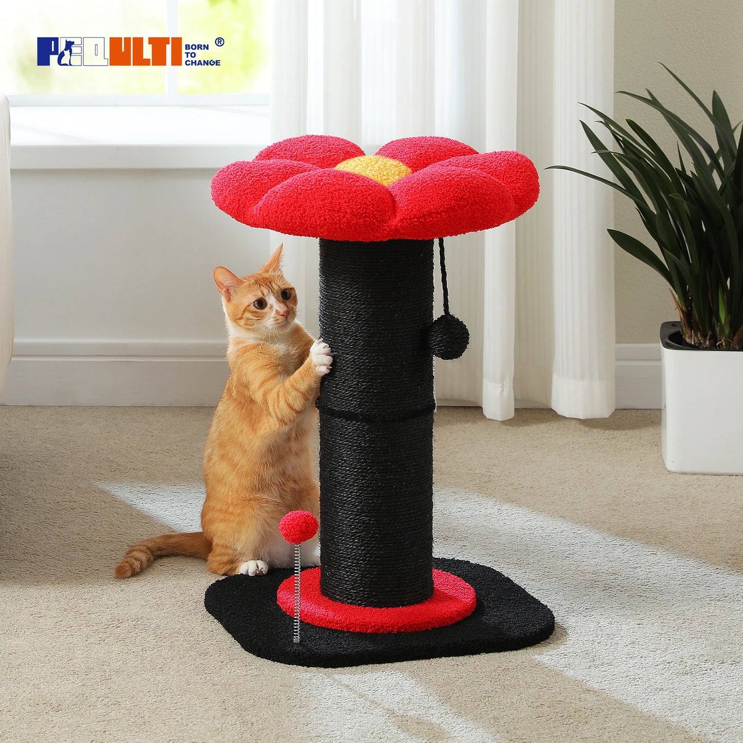 PEQULTICN Flower Cat Scratching Post Indoor Cat Tree