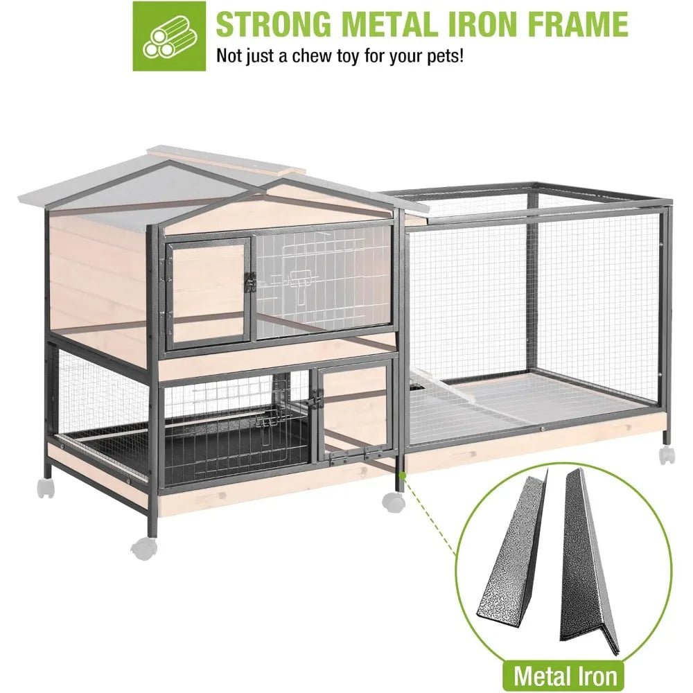 High Concerned Rabbit Hutch Chew Resistant Metal Frame Cage