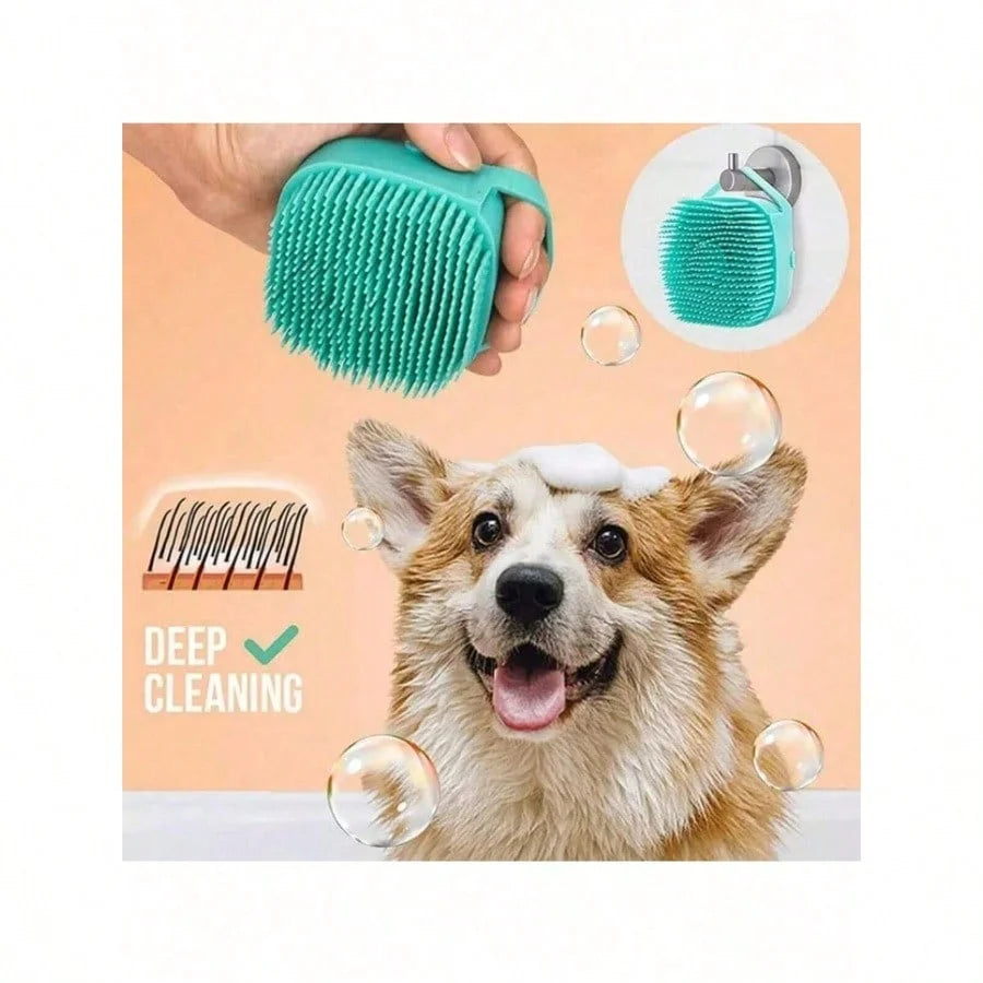 Silicone Pet Shampoo Brush With Dispenser For Dogs And Cats
