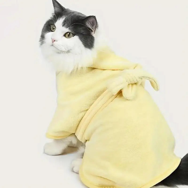 Pet Bathrobe Towel With Cap Soft Absorbent For Dogs