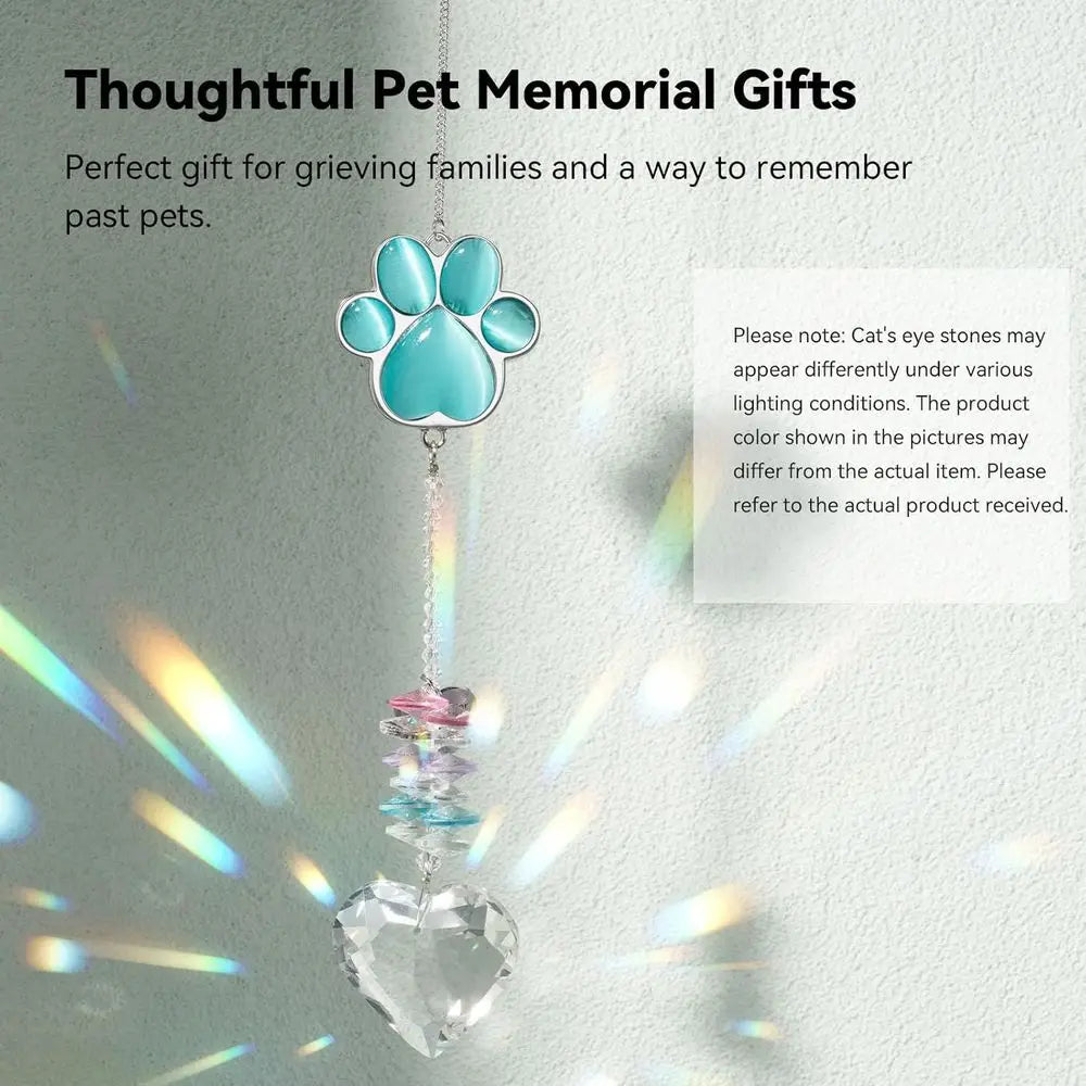 Pet Memorial Suncatcher Amethyst Quartz Paw Keepsake For Dogs And Cats