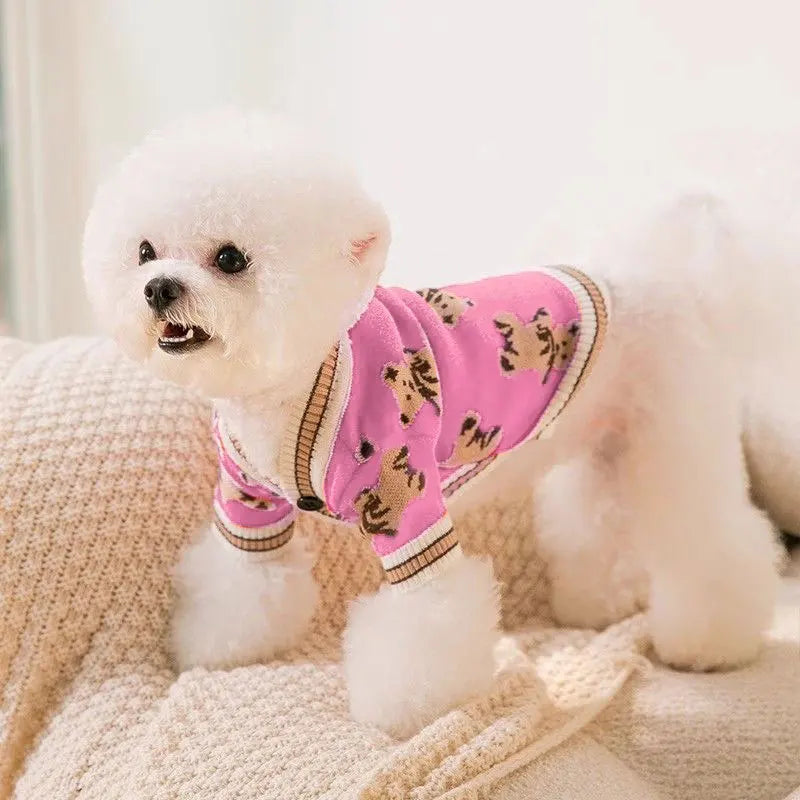 Striped Cardigan Dog Coat For Chihuahua And Bichon Frise