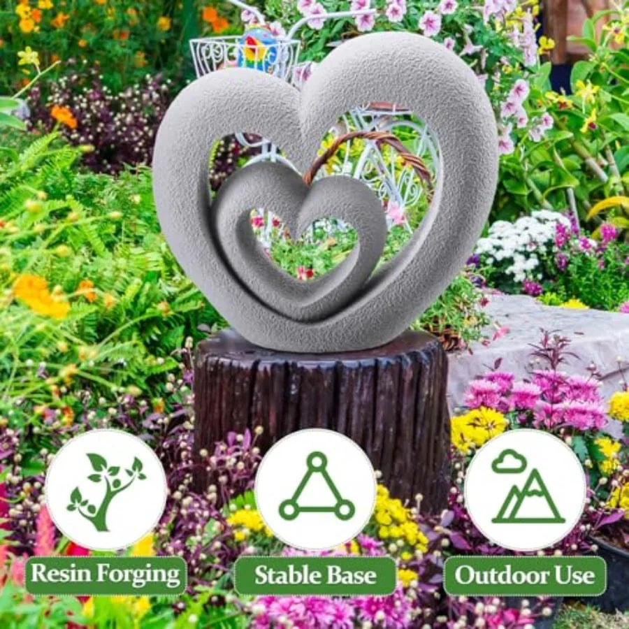 Nesting Heart Garden Sculpture Memorial Statue for Cemetery