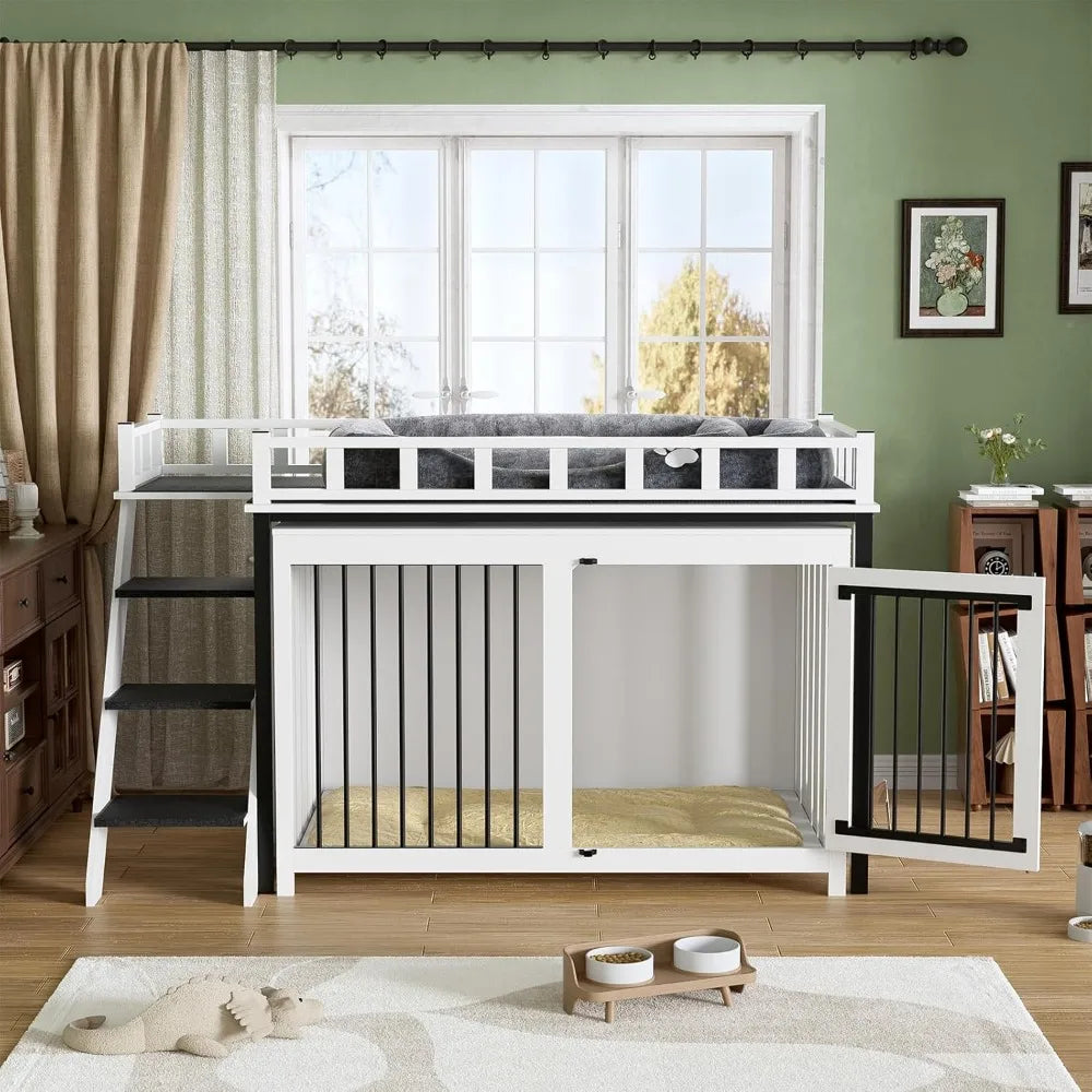 Hign-concerned Loft Style Heavy Duty Dog Crate With Double Doors