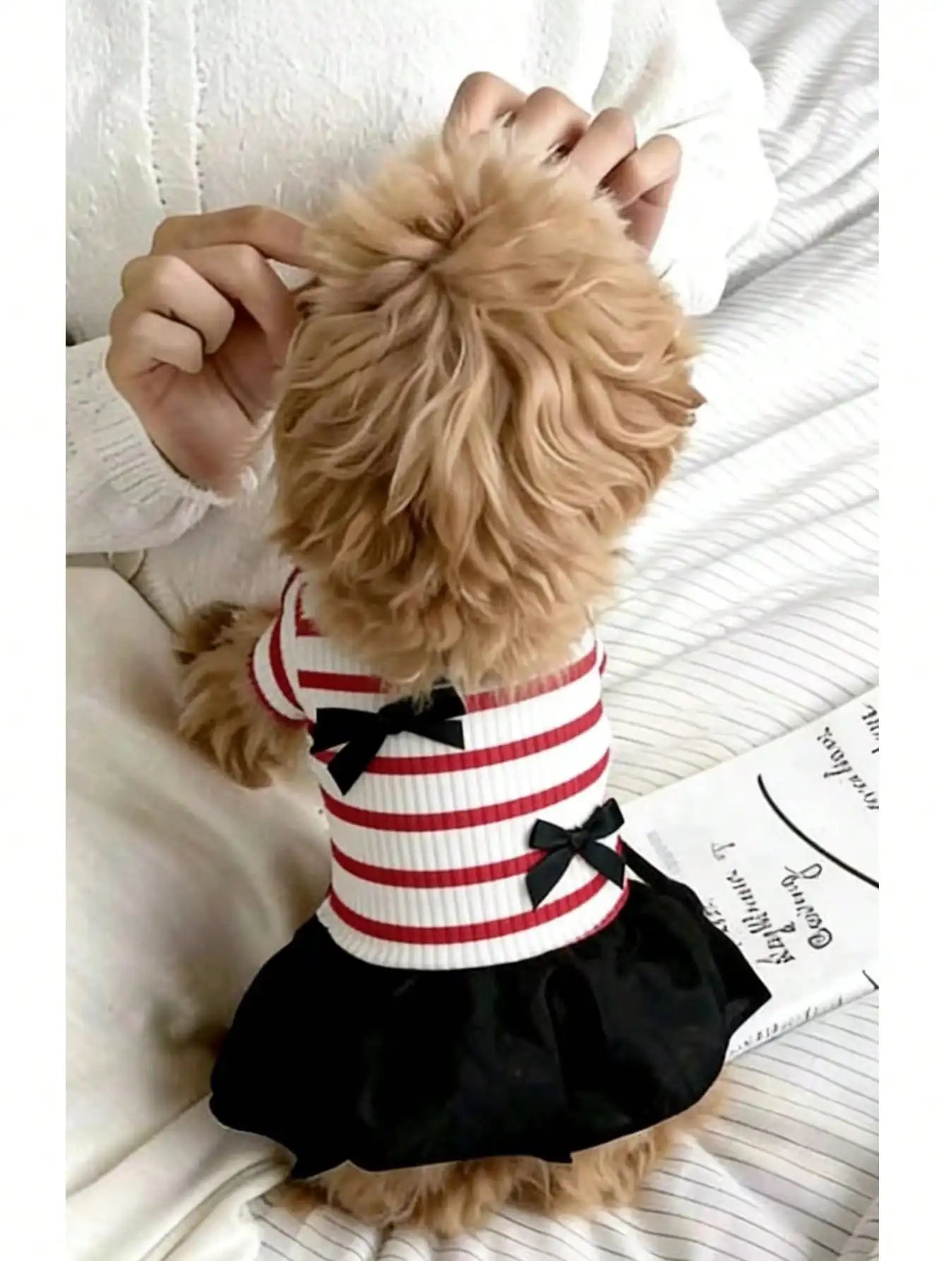 Dog Striped Casual Dress Lightweight Fabric For Spring Summer
