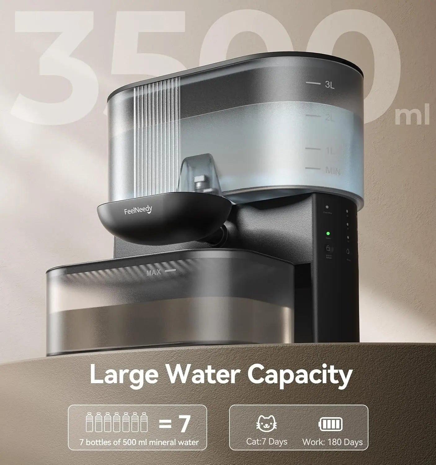 Cordless Pet Water Fountain Wastewater Separation For Cats And Dogs