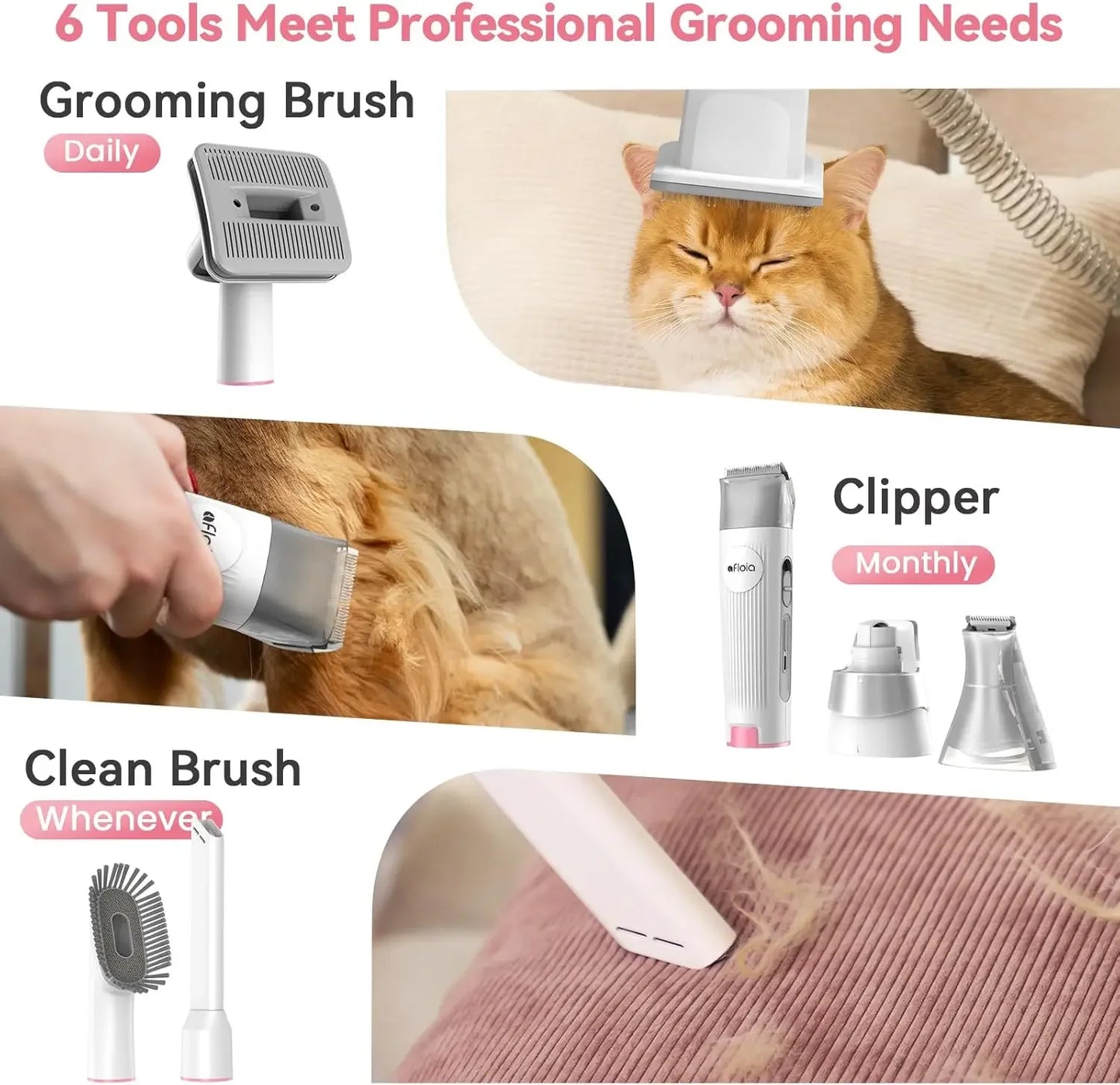 6 in 1 Dog GroomingKit Pro Pet Vacuum for Shedding
