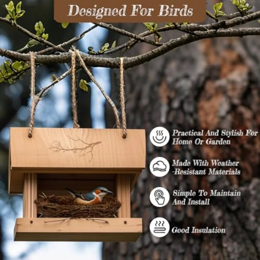 Handmade Rattan Bird Nests 2-Pack Easter Garden Decor