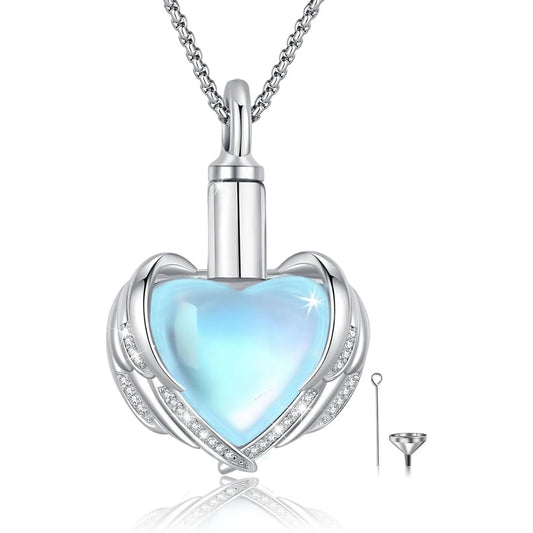 DRINSPER 925 Sterling Silver Cremation Urn Necklace for Ashes