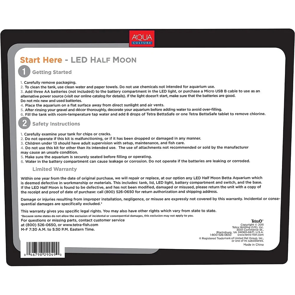 XMSJ Betta Aquarium Kit Half Moon Tank With LED Light