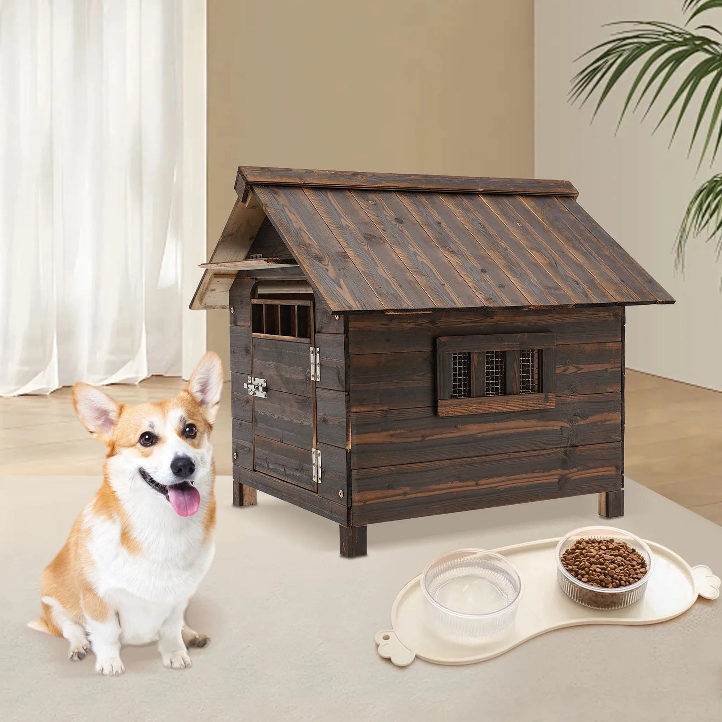 Hign-concerned Wooden Dog House With Window And Door
