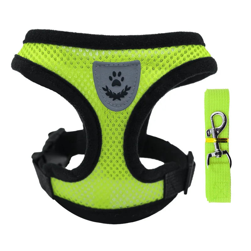 Dog Harness Leash Adjustable Mesh Vest For Walking Pets Daily