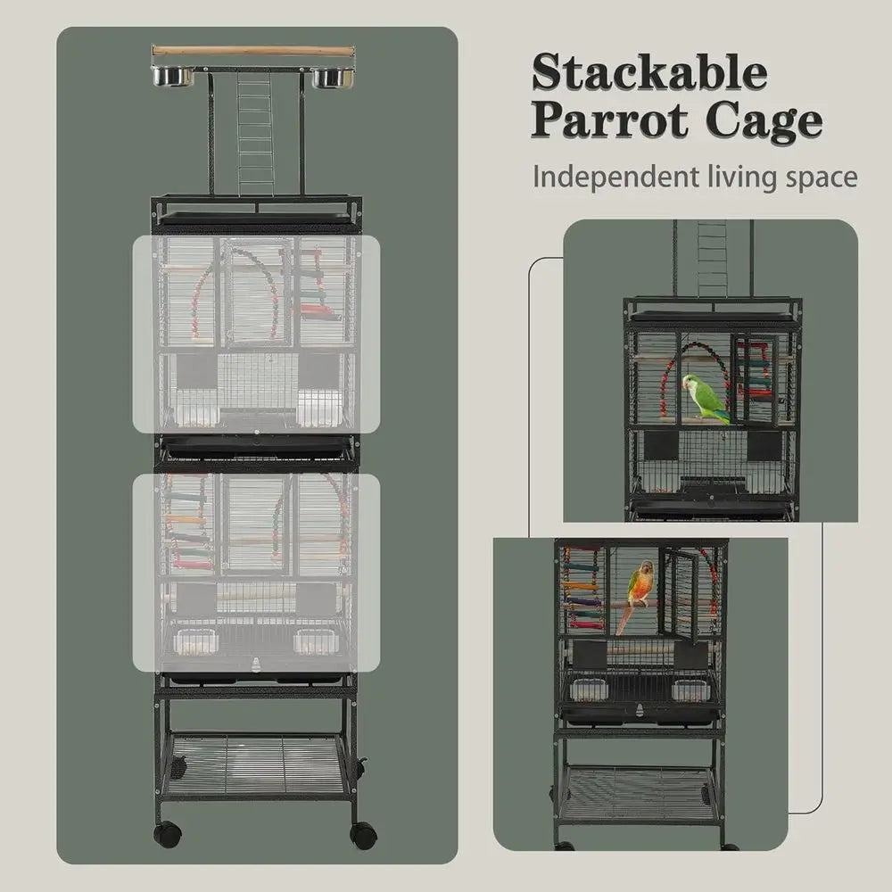Double Parakeet Cage Stackable Divider For Medium Birds