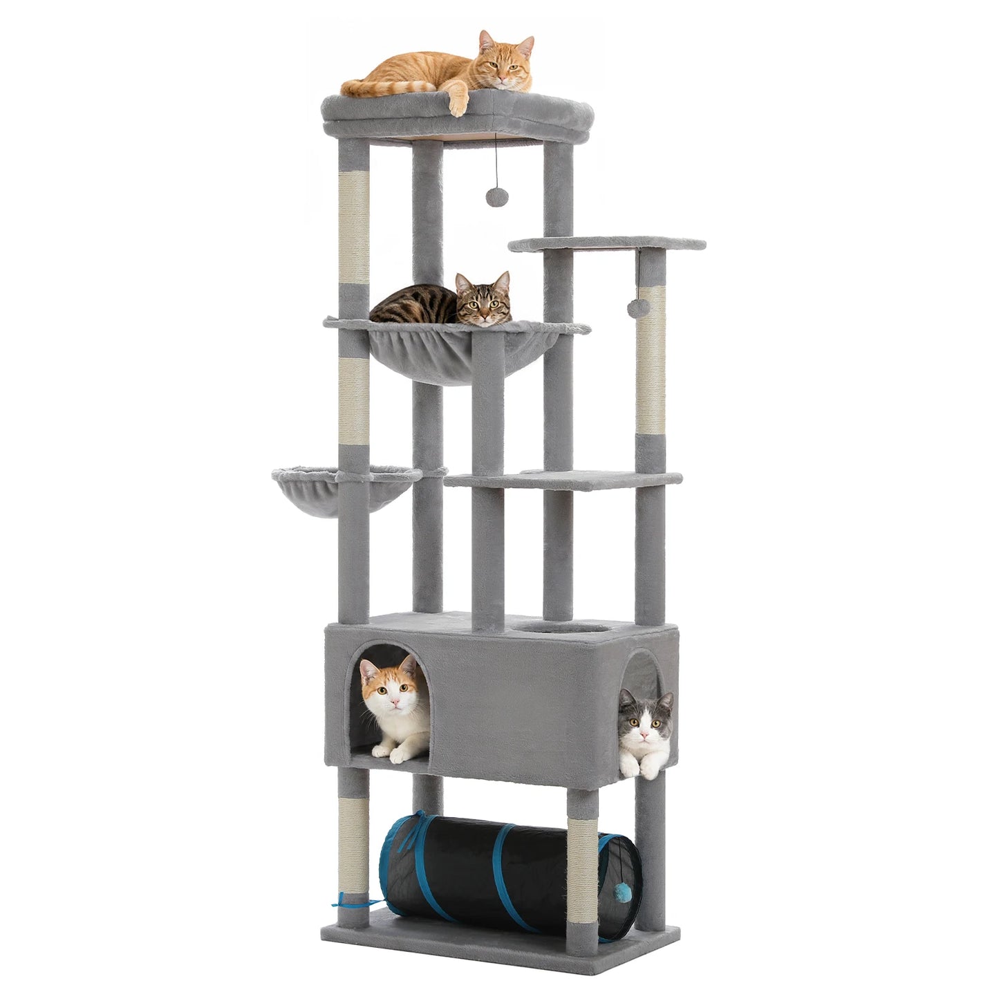 PAWZ Road Tall Cat Tree With Large Condo And Scratching Posts