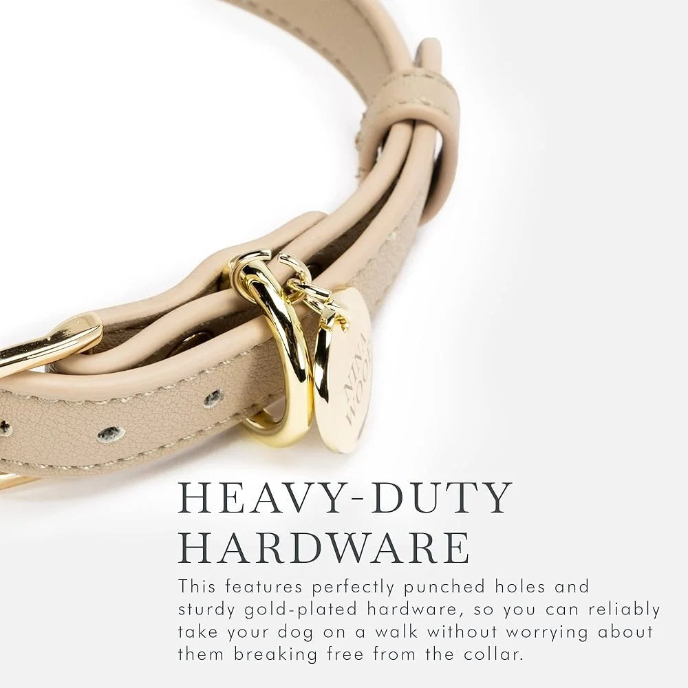 XMSJ Vegan Leather Dog Collar With Tracker Holder Adjustable Harness PETA Approved