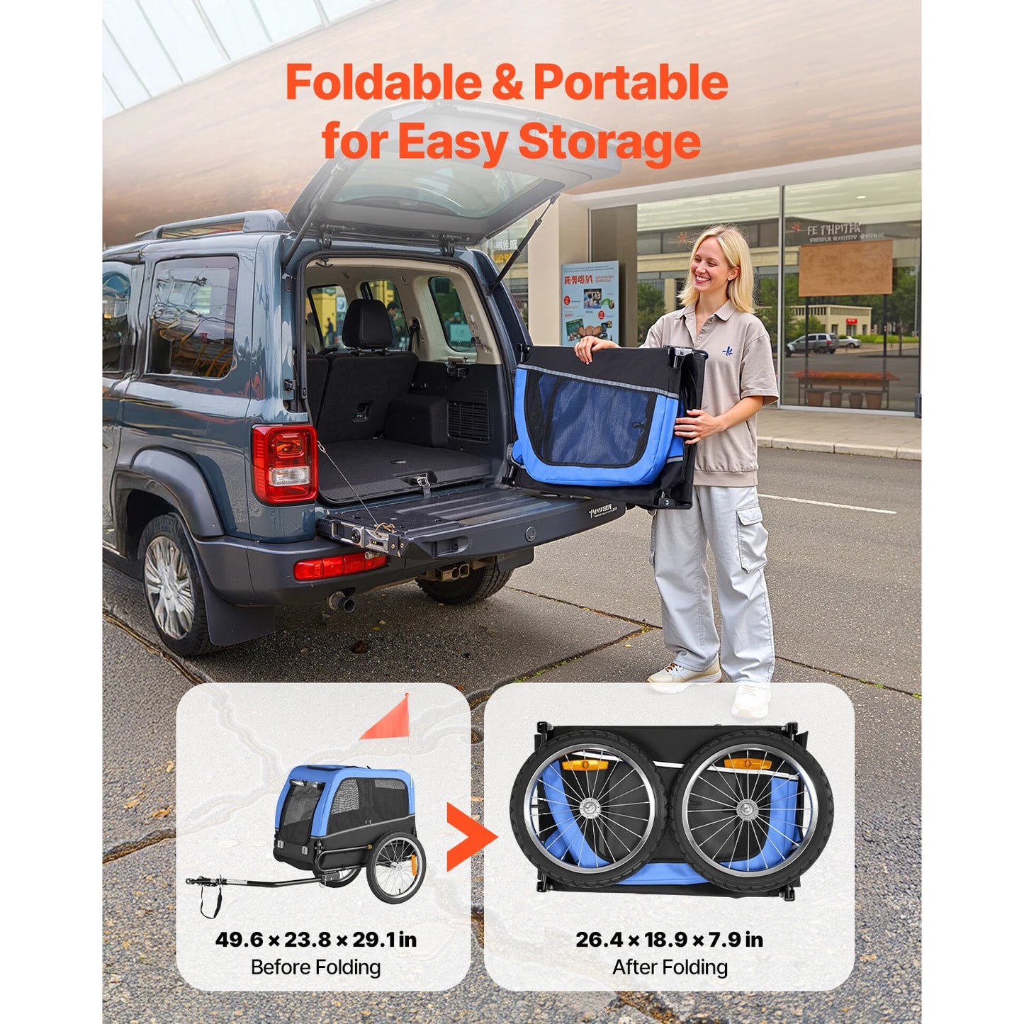 Dog Bike Trailer For Small To Medium Dogs With Quick Release Wheel