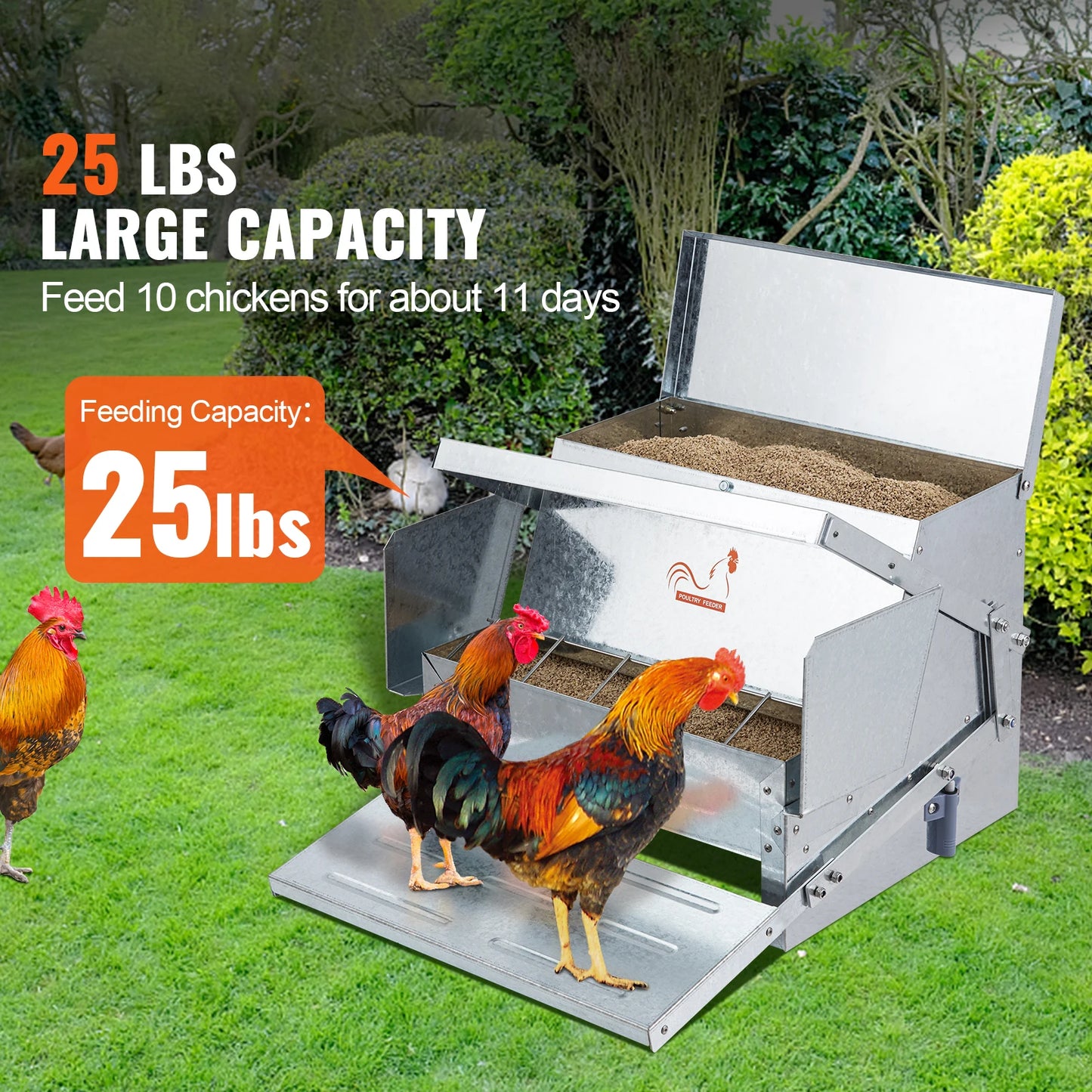 SucceBuy Automatic Chicken Feeder Galvanized Steel