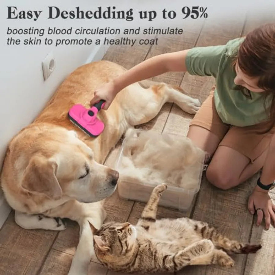 Self Cleaning Slicker Brush for Dogs and Cats Deshedding Grooming