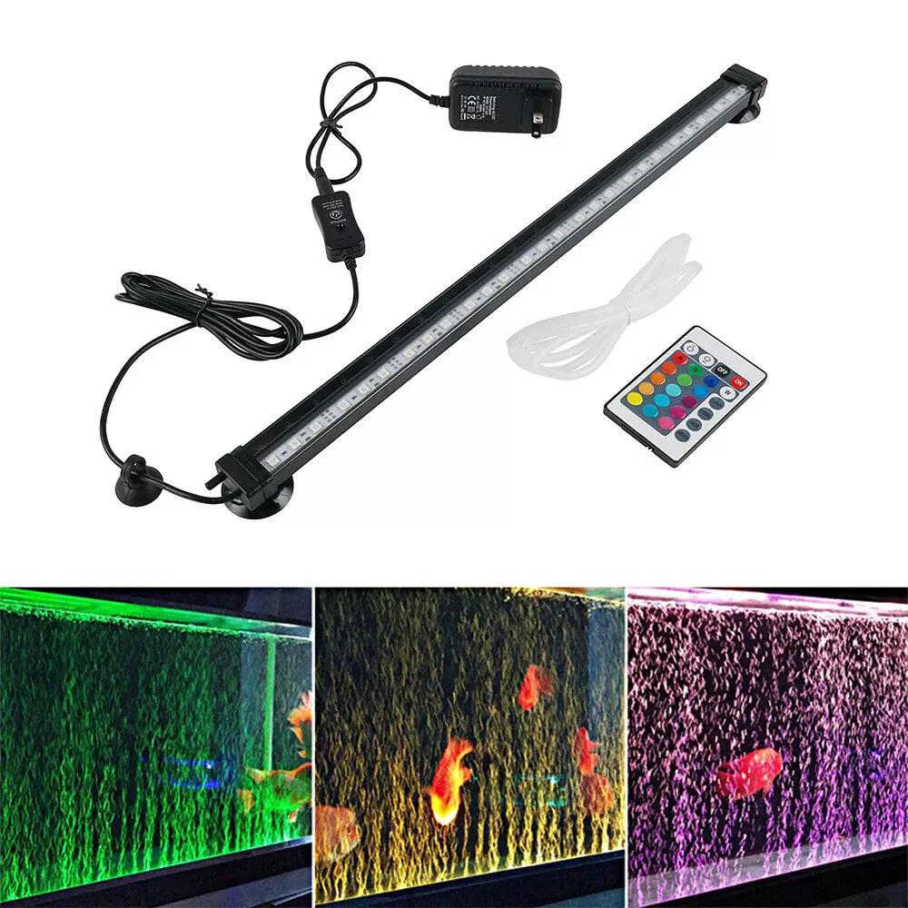 Bulb Aquarium Underwater RGB LED Light With Remote And Air Bubble Effect For Fish Tanks