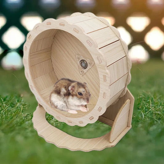 Wooden Hamster Running Wheel Exercise Toy for Small Pets