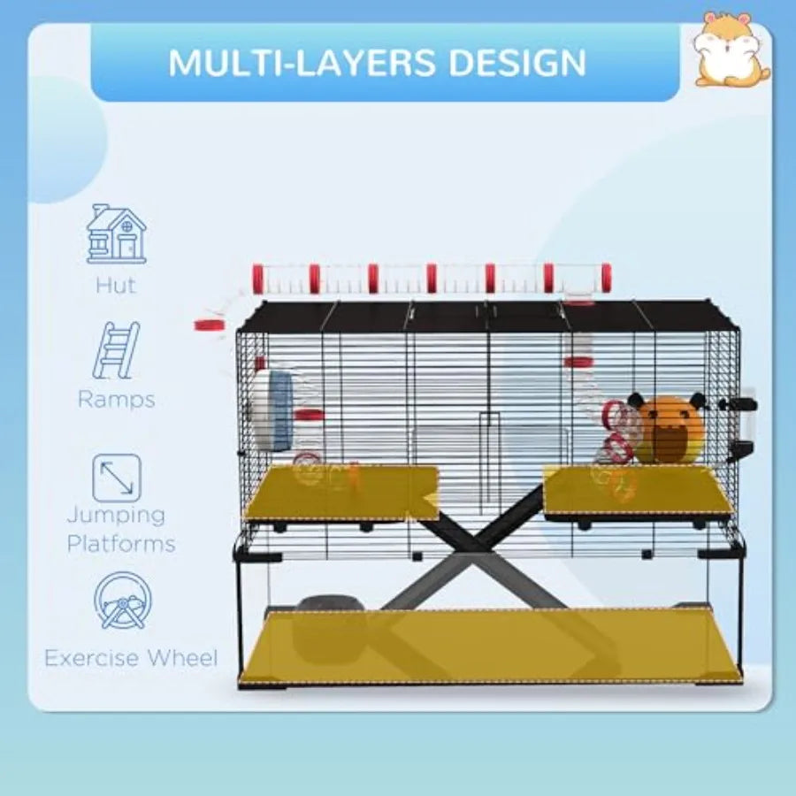 Guangdong Hamster Cage With Tube Tunnel For Dwarf Hamster Rat Gerbil Deep Glass Bottom