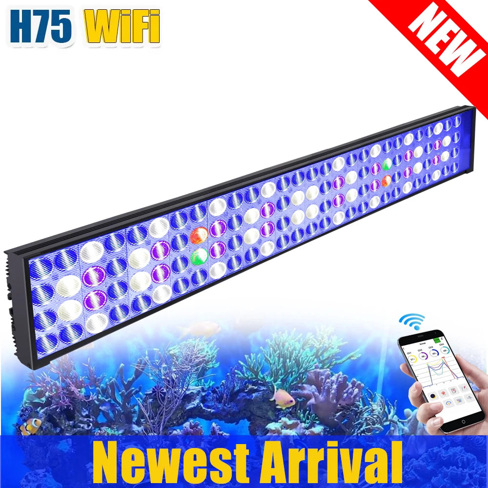 PopBloom WiFi LED Aquarium Light Full Spectrum For Reef Tanks