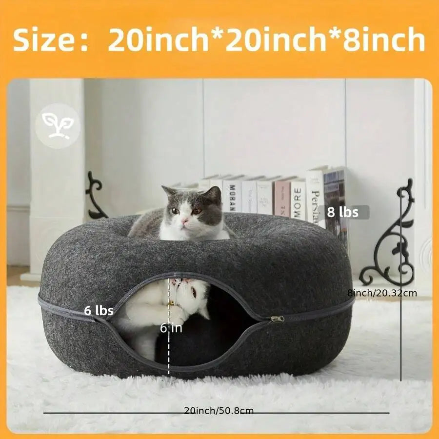 Cat Cave Bed Donut Tunnel For Indoor Cats Scratch Resistant