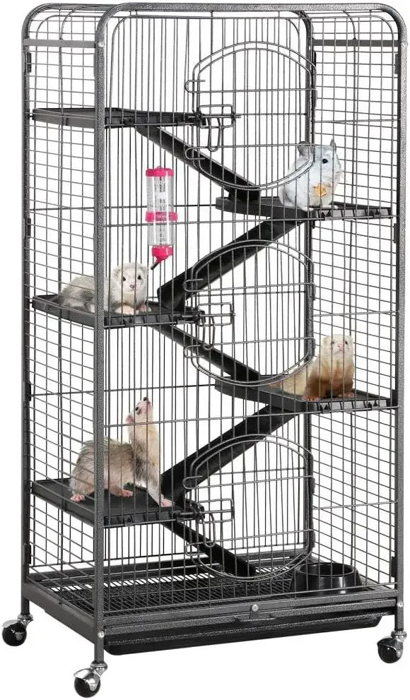 Metal Ferret Cage 6 Levels Front Doors With Wheels
