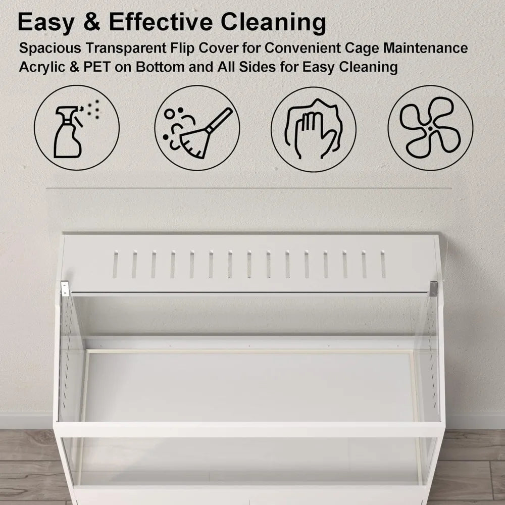 High Concerned Hamster Cage With Storage Cabinet And Easy View Acrylic Panels For Hedgehog Gerbil And Rat