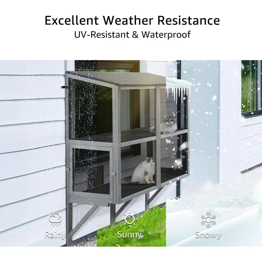 Hign-concerned Two Tier Cat Catio Window Enclosure Mesh Pro