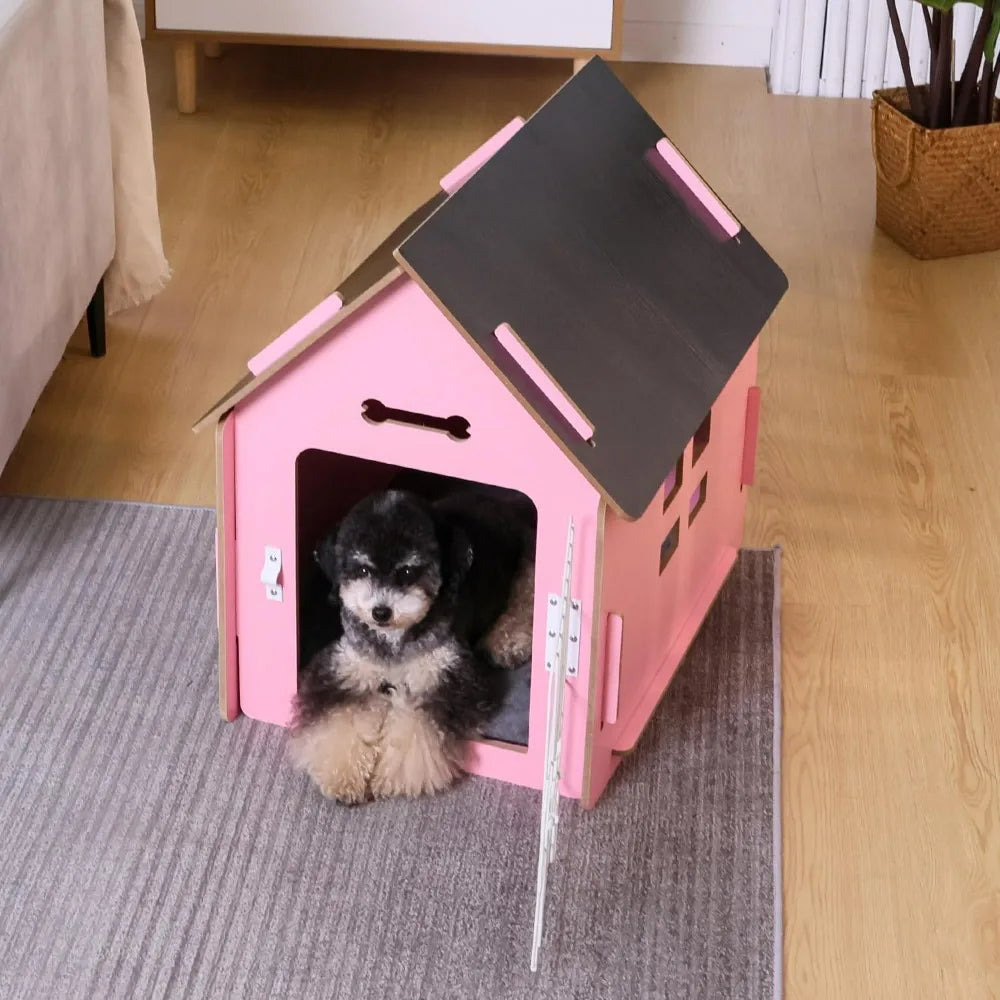 High-concerned Wooden Indoor Dog House For Pets With Roof