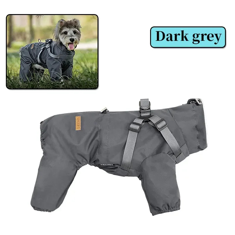 NONE Dog Raincoat With Harness Waterproof Jacket Reflective Strips