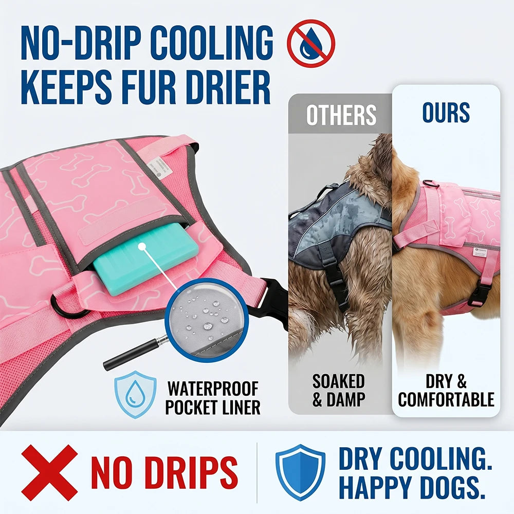 Lightweight Cooling Vest For Dogs With Replaceable Packs Outdoors