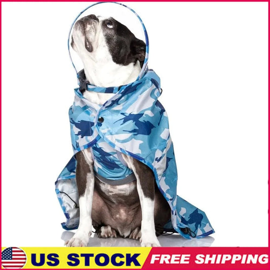 DUTRIEUX Dog Rain Jacket Waterproof Poncho With Leash Attachment