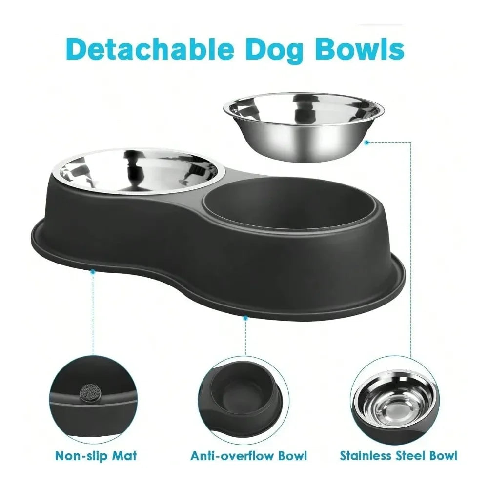Double Dog Water And Food Bowl Stainless Steel Non Slip